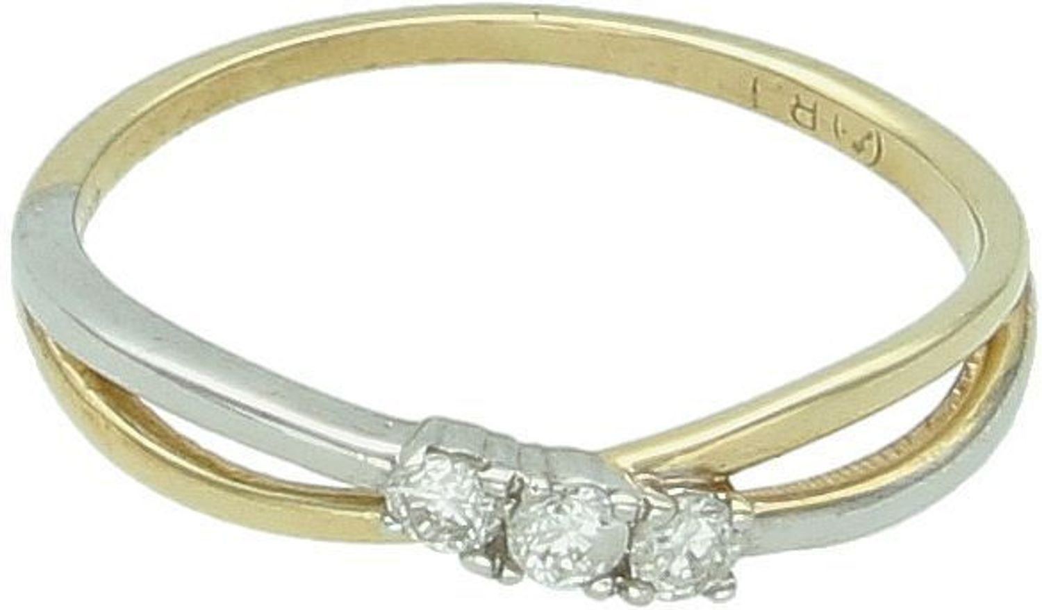 Pierścionek złoty DIAMENT żółte i białe złoto, trzy diamenty CH445HSI2 pr 585.jpg